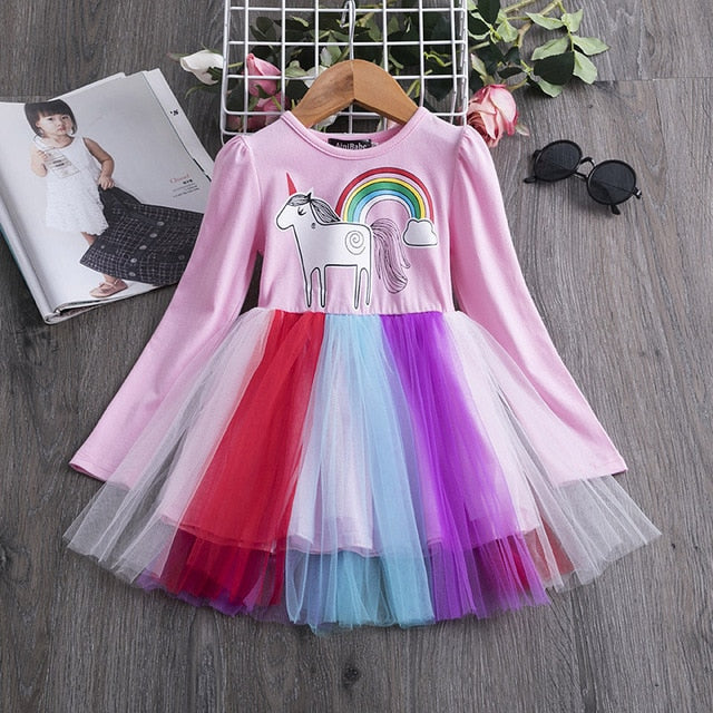 fitted lace wedding dress Long Sleeve Unicorn Dress For Girl – Gecko Bee