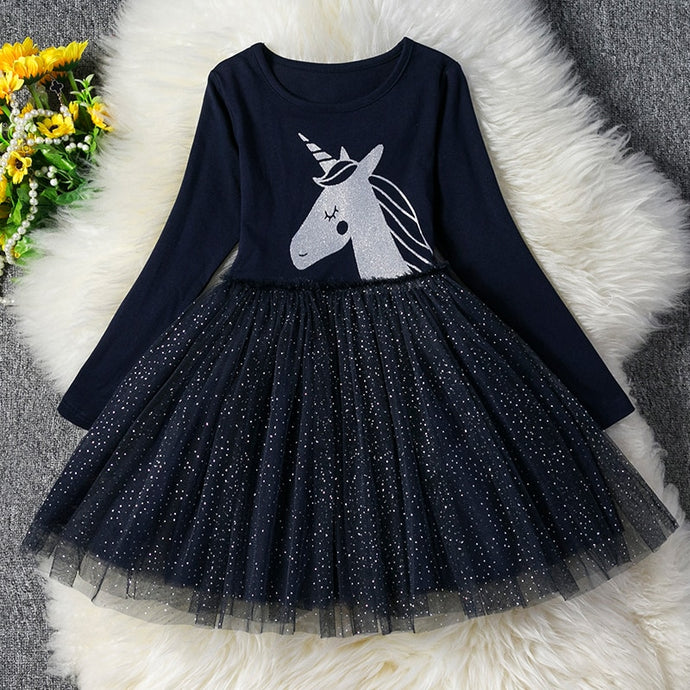 Long Sleeve Unicorn Dress For Girl